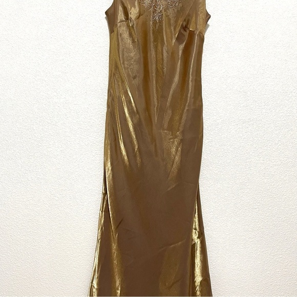 Alex Evenings Woman Bronze Floral Beads Gown Dress Size 10 - Picture 3 of 13